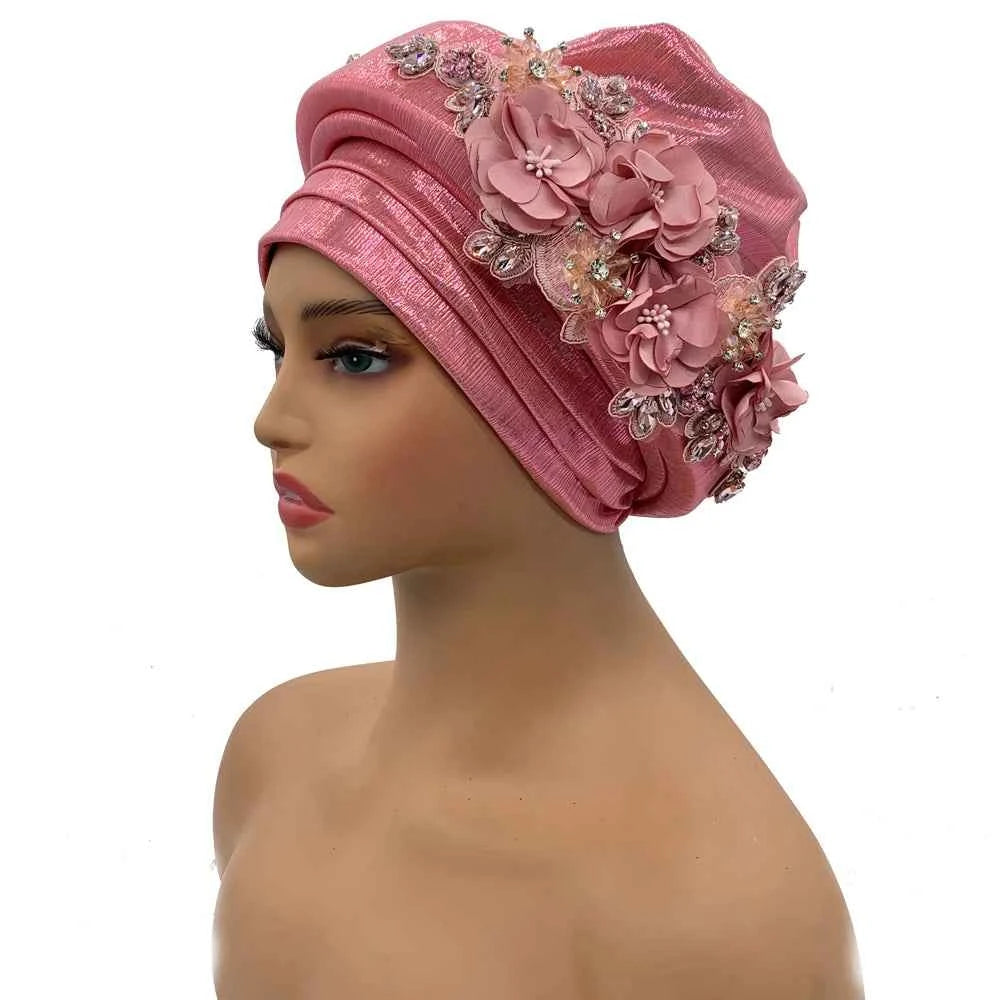 Exquisite Bouquet African Women's Turban Cap Ready to Wear Nigeria Auto Gele Headtie Female Fashion Head Wraps Turbante Mujer