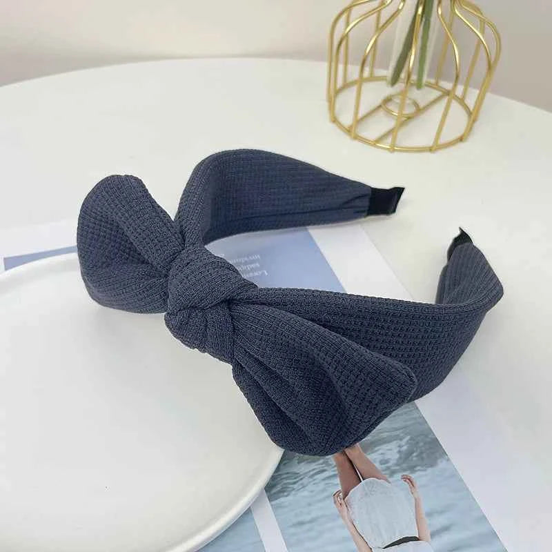 New Fashion Women Hairband Knitted Turban Big Bow knot Headwear Solid Color Headband Spring Hair Accessories