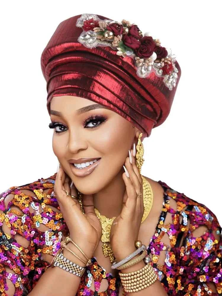 Exaggerated Big Braid Turban Cap for Women African Lady Head Wraps Nigeria Autogele Headtie Wedding Party Headgear Turbante