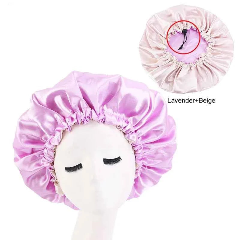 Double-Sided Sleeping Hat Adjustable Nightcap Bathing Hat Girl Sleep Protector Tool