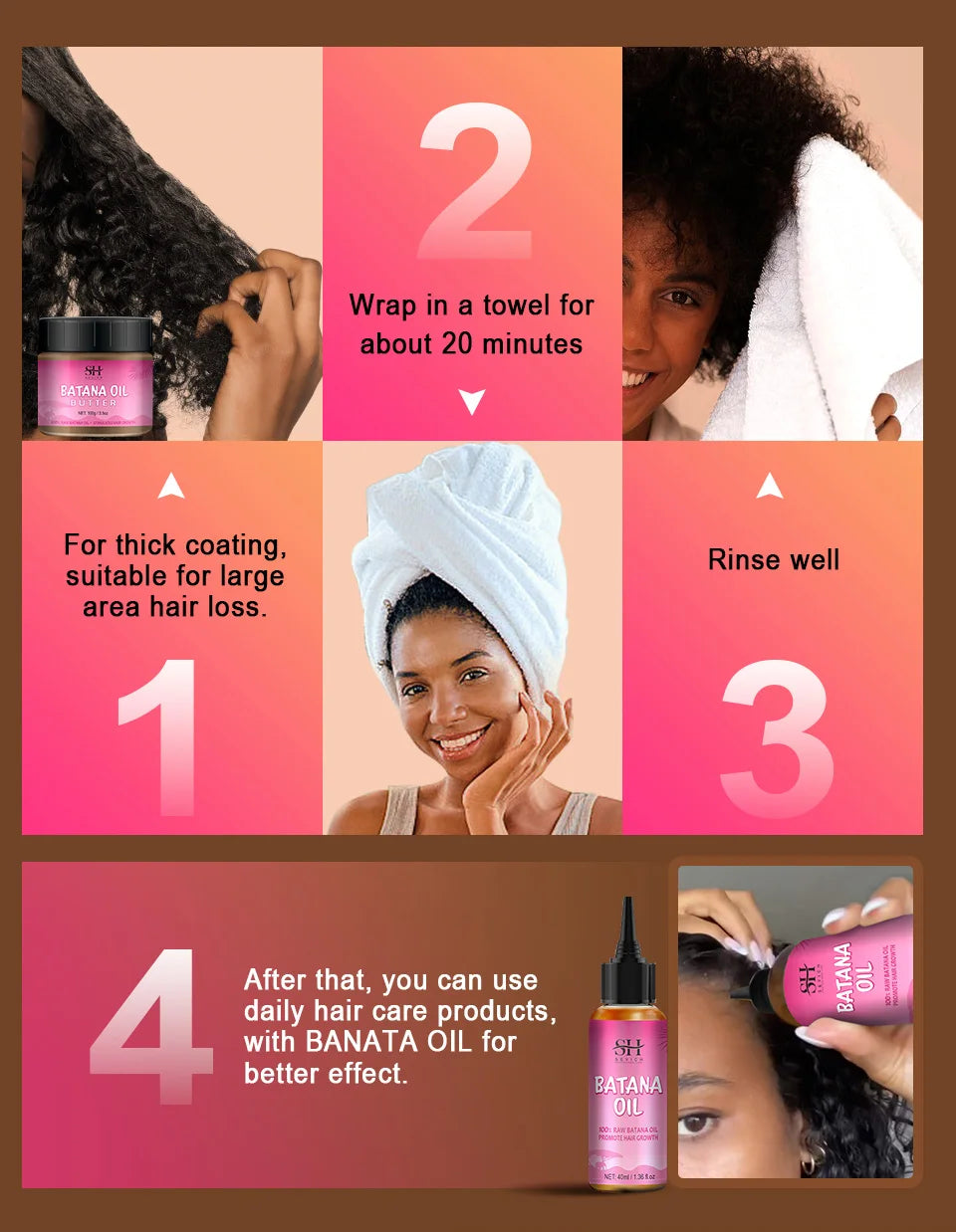 Natural 100% Pure Batana Oil For Hair Growth Batana Oil Butter Hair Mask From Honduras Hair Loss Treatment For Black Men & Women - NamafadStore