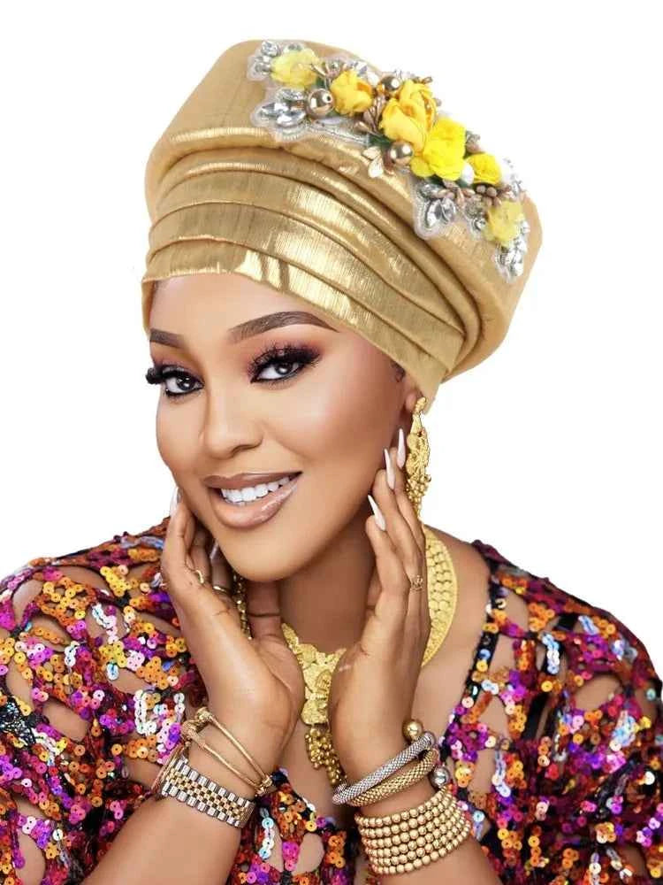 Exaggerated Big Braid Turban Cap for Women African Lady Head Wraps Nigeria Autogele Headtie Wedding Party Headgear Turbante