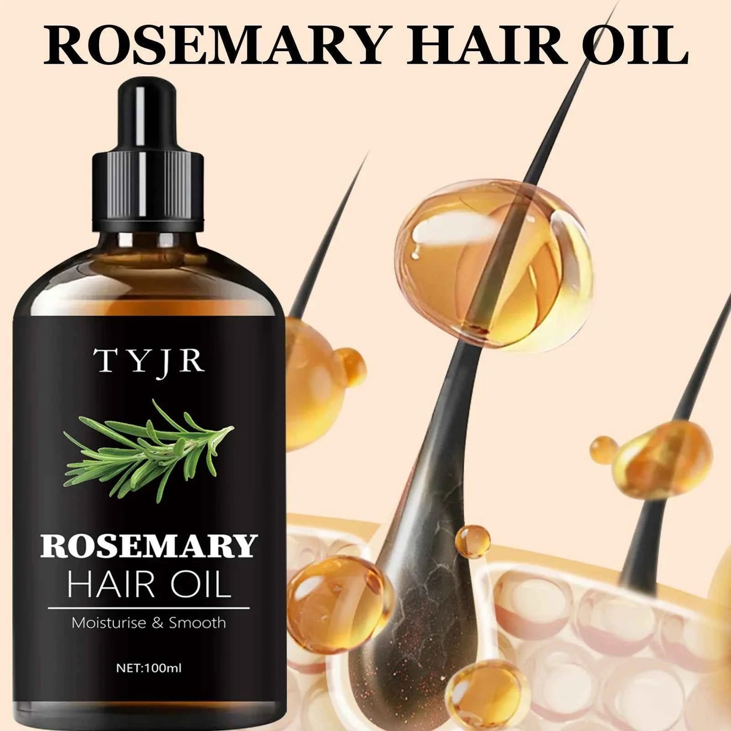 100ML Rosemary hair oil moisturizes and softens hair pure plant improves dryness essence long-lasting fragrance conditioner - NamafadStore