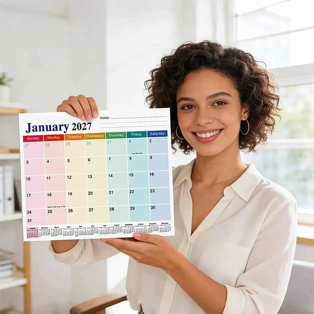 Magnetic Fridge Calendar 2027-2028, 18-Month Magnetic Calendar, Large Magnetic Planner for Home and Office Calendar + Stickers
