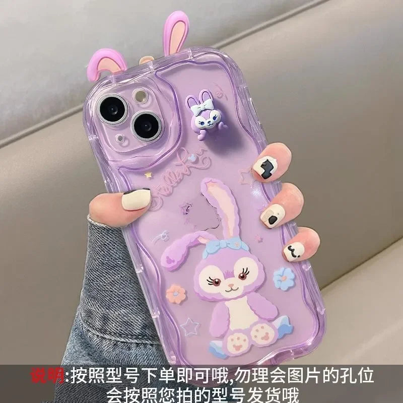 Adorable LinaBell StellaLou Chain Cover For Iphone 17 Pro Max 17 Air 16 15 14 13 12 11 Pro Max Plus 12 mini 3D Ear Disney Case