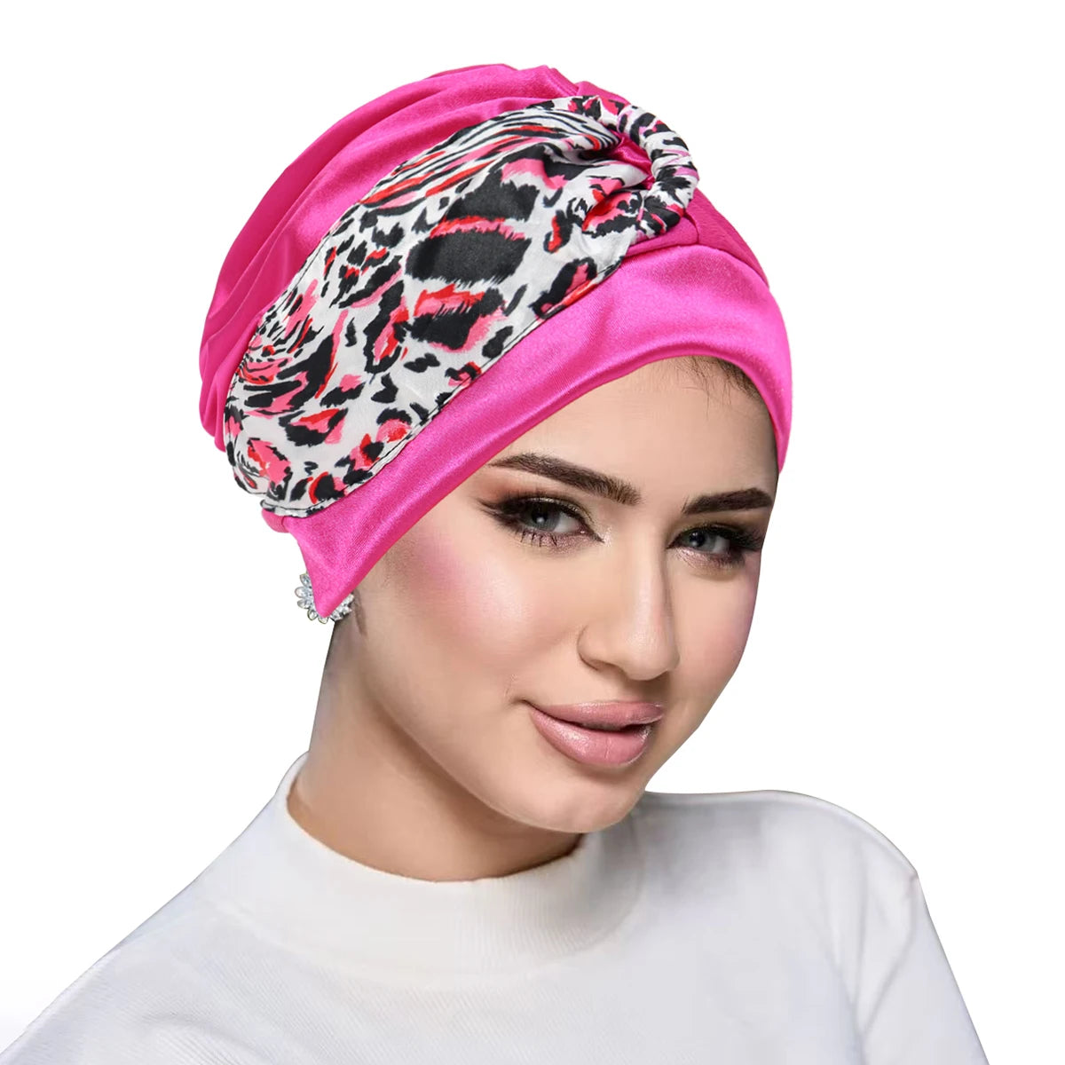 New Leopard Women Print Muslim Turban Scarf Braid Hijabs Headwear Arab Wrap Head Scarf Hair Accessories Hat - NamafadStore