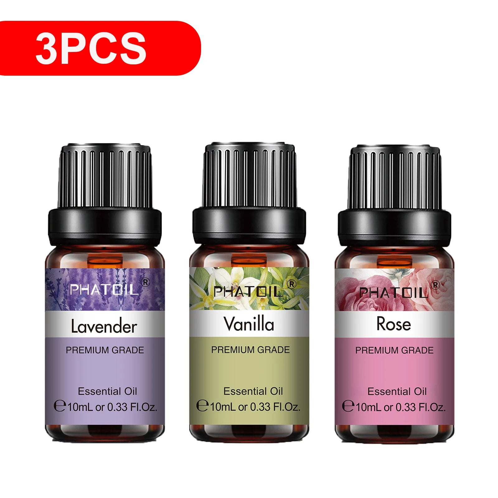 PHATOIL Natural Plant Essential Oil 10ml Eucalyptus Rose Lemon Bergamot Vanilla Peppermint 1PCS Aroma Essential Oil For Diffuser - NamafadStore