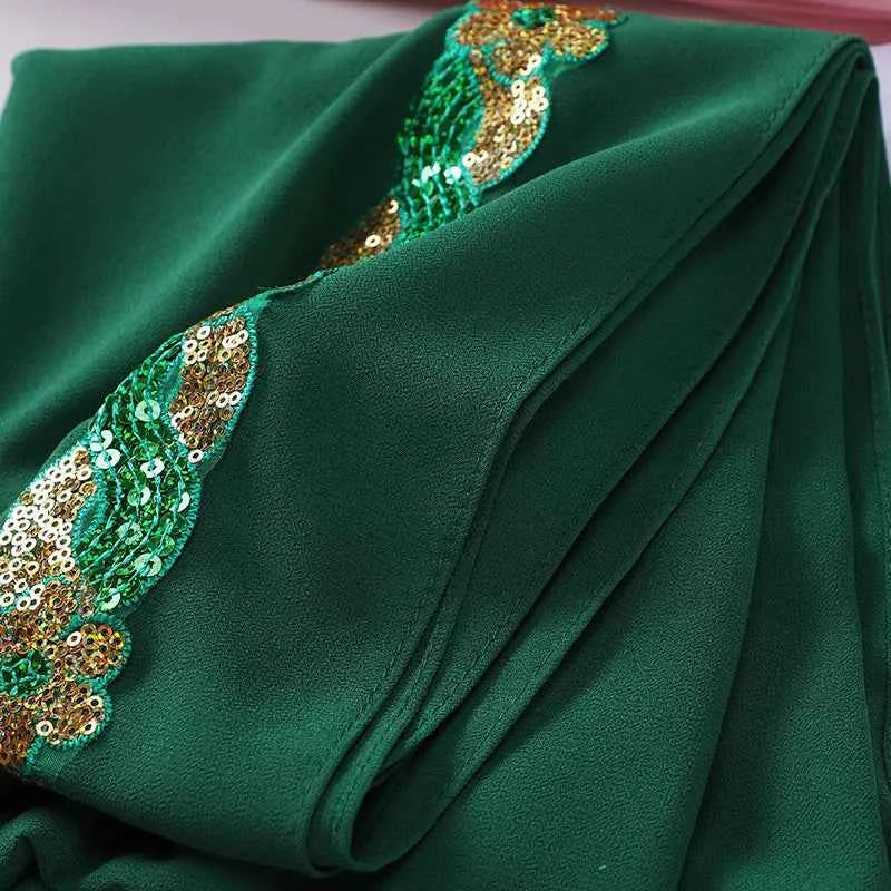 Chiffon Hijab Scarf Turban – Sequins Headwrap & Veil for Muslim Women, Fashionable Islamic Headband