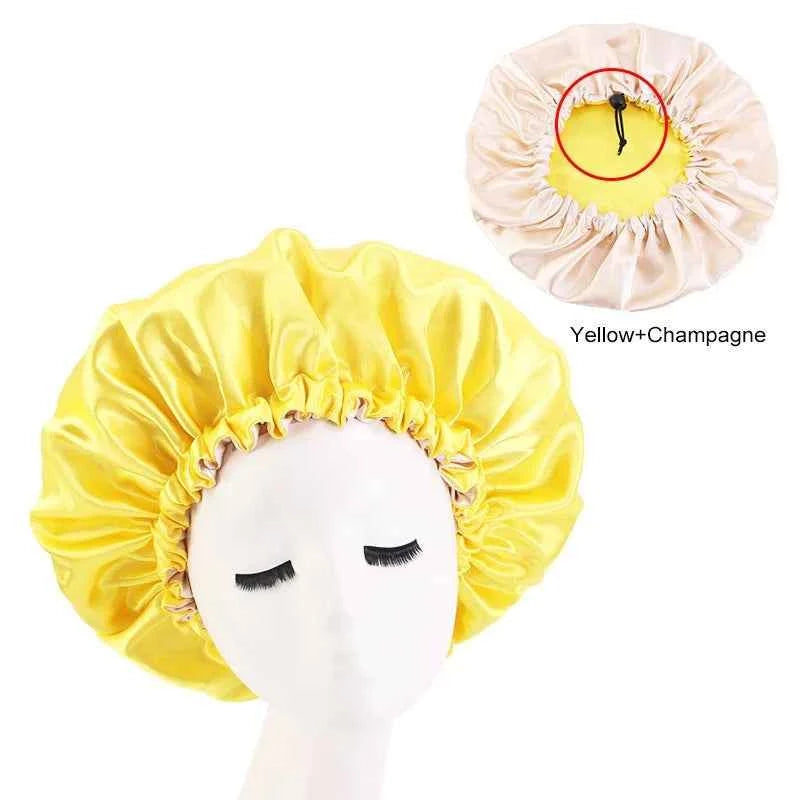 Double-Sided Sleeping Hat Adjustable Nightcap Bathing Hat Girl Sleep Protector Tool