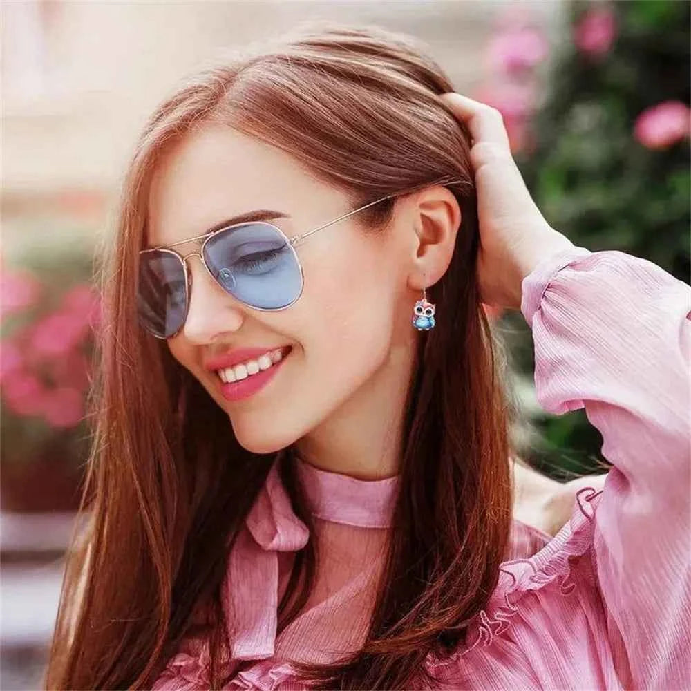 Acrylic Chubby Big Eyes Owl Earrings Cute Bird Drop Dangle Trendy Jewelry Gifts Accessories For Women Girls Kids