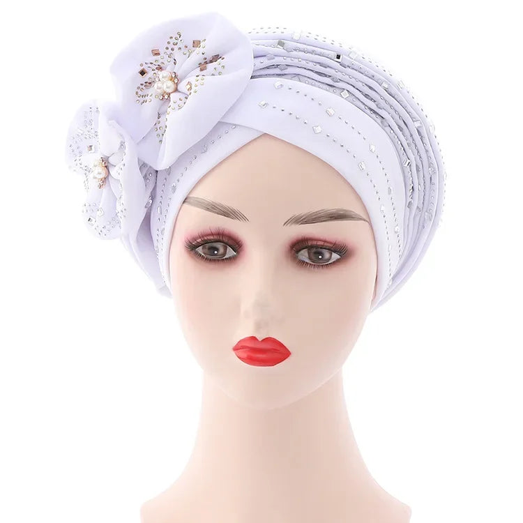 Women Braid Turbans Latest African Headtie Ladies Sequin Head Wraps African Aso Oke Winter Headtie Negerian Wedding Gele Caps