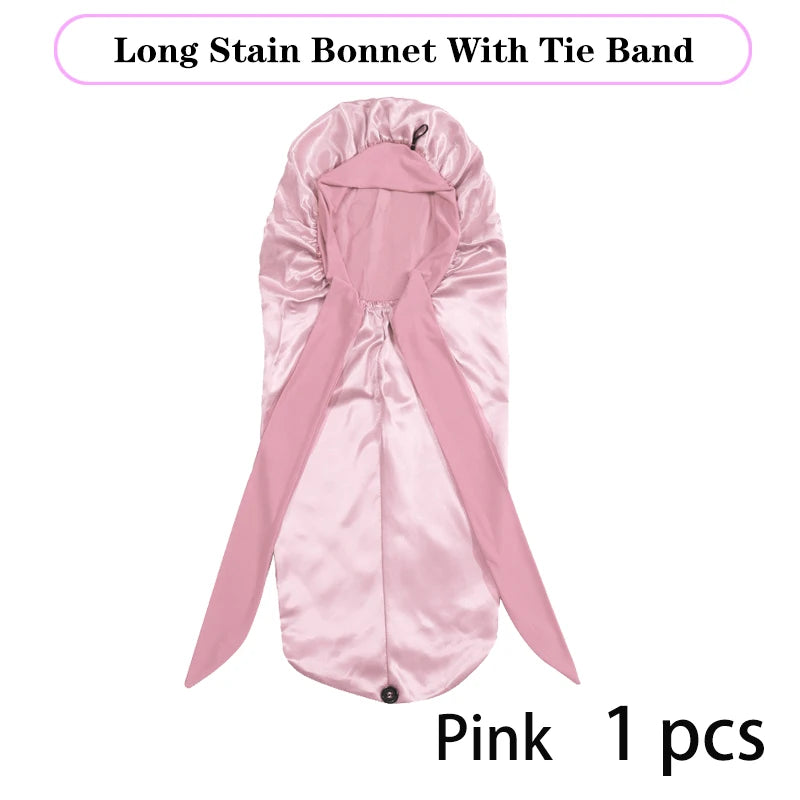 Soft Silky Long Satin Bonnet For Natural Hair And Curly Hair Extra Large Size Hair Cap With Tie For Comfortable Night Sleep 1Pcs - NamafadStore