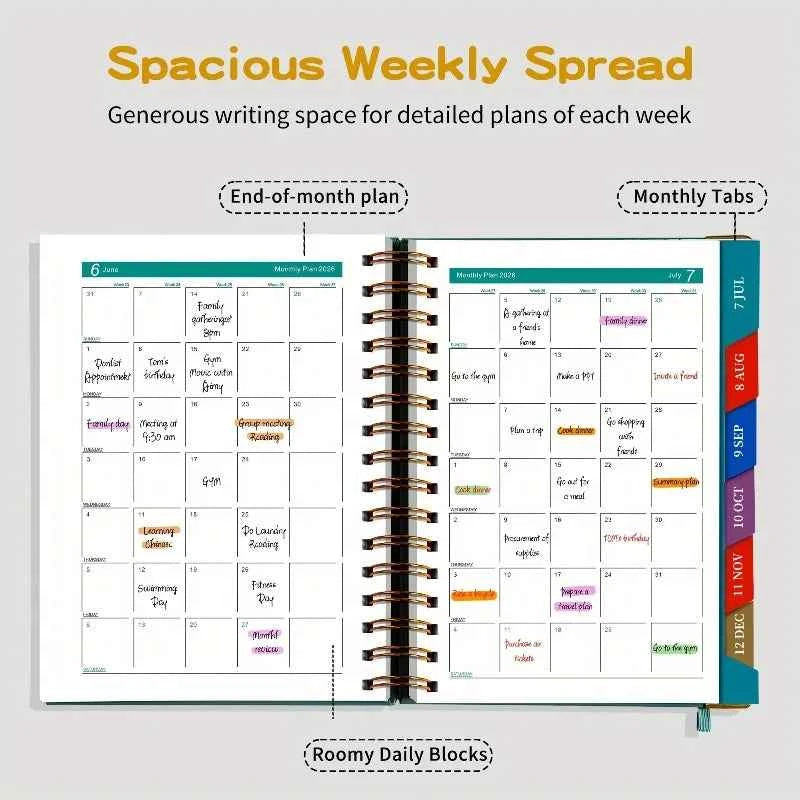 2026 Student Daily & Weekly Planner - Spiral Bound, Hard Cover, Academic Year Schedule Book for School, College, Homework