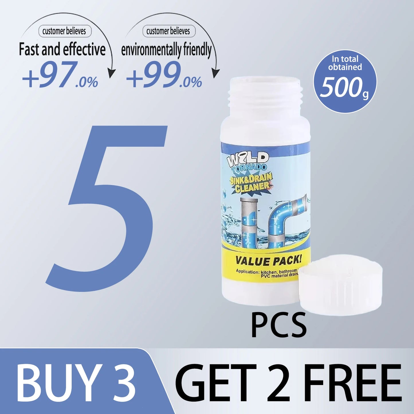 100g Powerful Sink Drain Cleaner High Efficiency  Clog Remover Kitchen Sewer Power Pipe Channel Powder Cleaning Tools