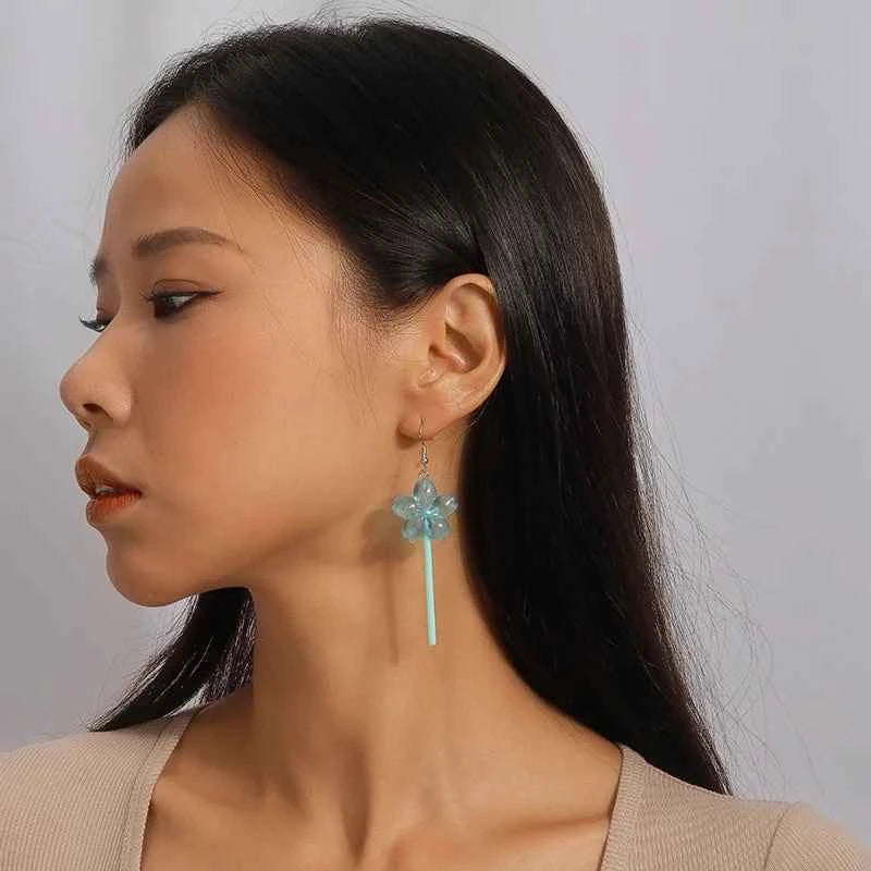 Sweet Candy Color Lollipop Drop Earrings for Women Funny Simulation Food Flower Dinosaur Dangle Hook Earrings Girls Jewelry Gift