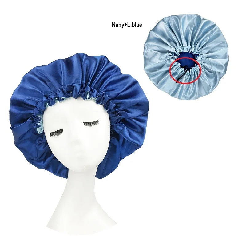 New Big Print Ankara Women Satin Bonnet Head Cover Silky Satin Elastic Sleep Cap Ladies Head Wrap Hat Hair Accessories Fashion - NamafadStore