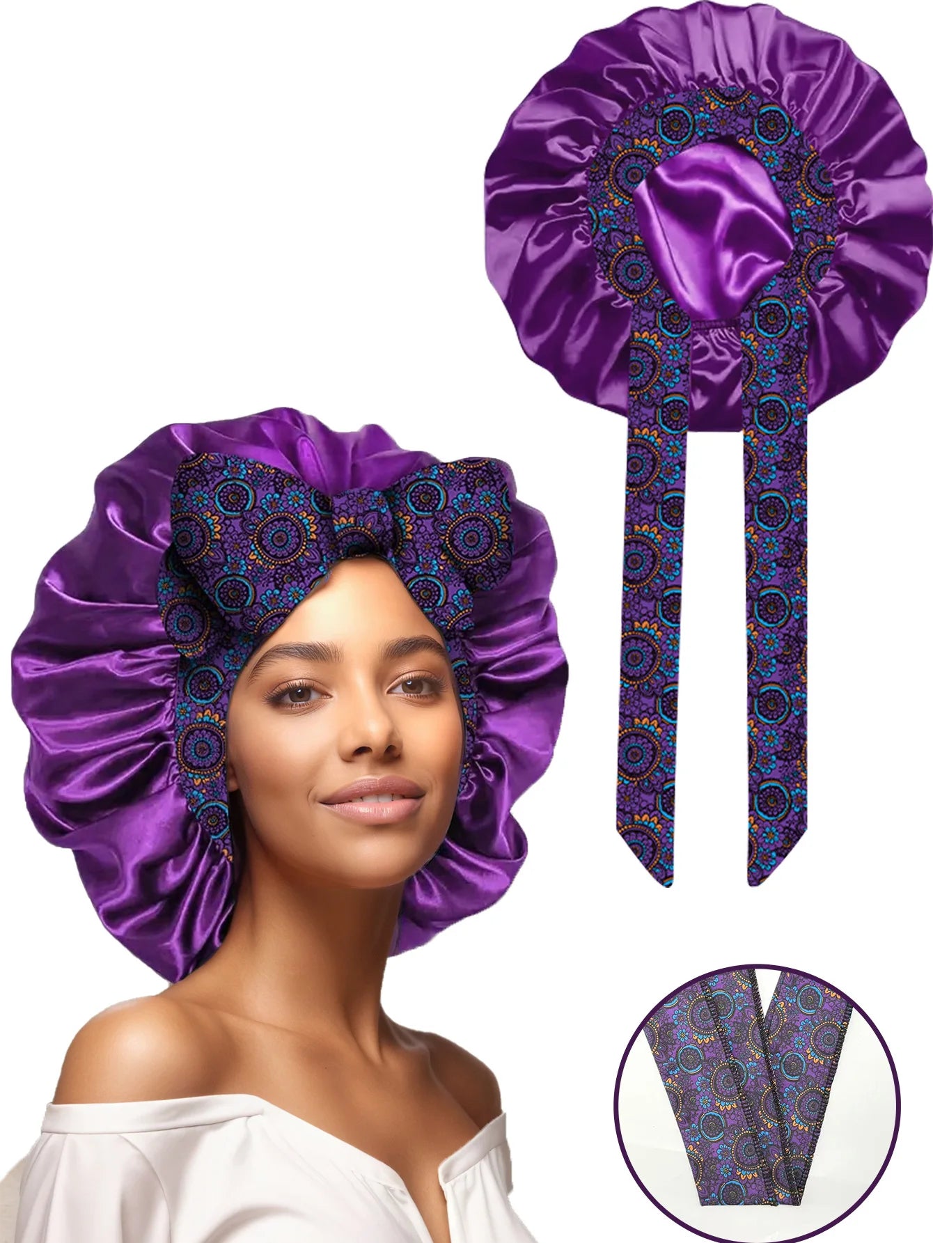 Popular New Summer New Large Streamer Shower Cap Hat Women's Daily Commuting Nightcap Adult Hat Sun Protection Cap