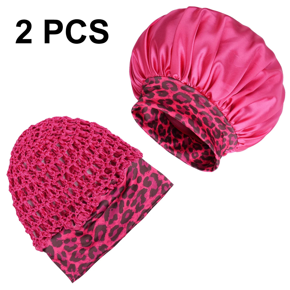 2Pcs Satin Sleep Cap for Curly Hair – Wide-Brim Night Bonnet