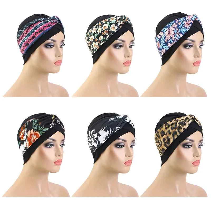 Print Cross Muslim Turban Scarf and Indian hat Ethnic headscarf Women Islamic Inner Hijab  Headwear Arab Wrap Head Scarf