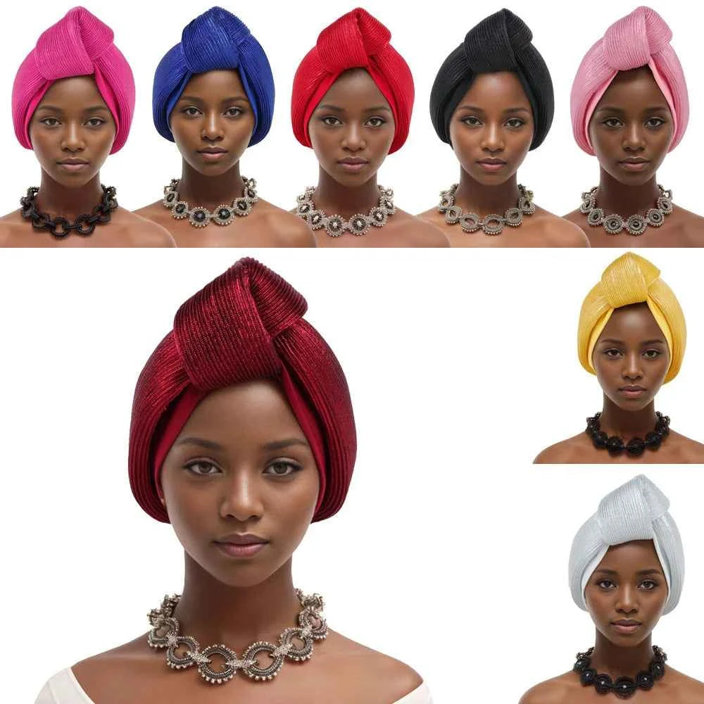 Fashion Women Top Knotted Turban Cap Female Bandana Headscarf Hat African Head Wraps Wedding Party Lady Headwear Bonnet