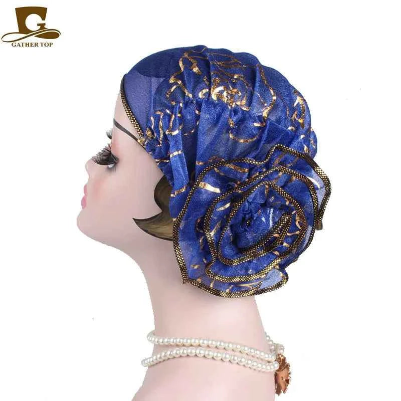 Spring Large Flower Turban – Women’s Jacquard Lace Headwrap & Muslim Headwear
