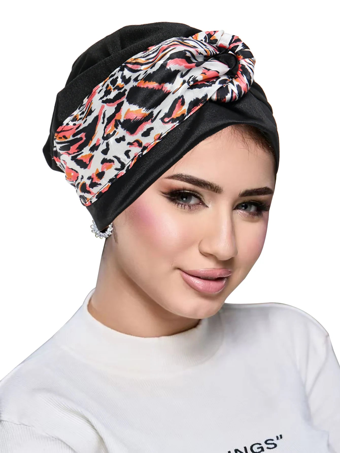 New Leopard Women Print Muslim Turban Scarf Braid Hijabs Headwear Arab Wrap Head Scarf Hair Accessories Hat - NamafadStore