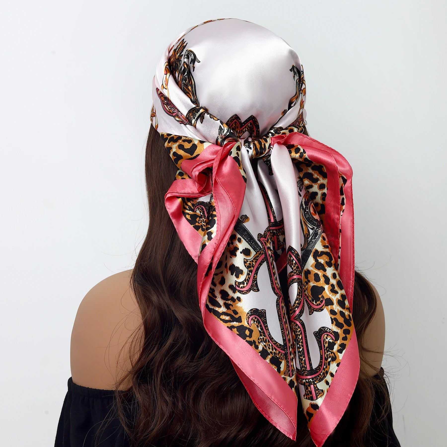 Luxury Brand Silk Scarf Fashion Foulard Satin Shawl Leopard 90*90cm Square Head Scarves Women Bandanna Pareo Headscarf - NamafadStore