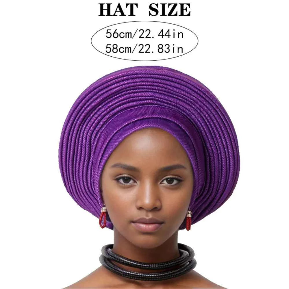 Nigeria Head Ties Wedding Party Headgear Elegant African Headtie Turban Already Made Women's Auto Gele Female Head Wraps