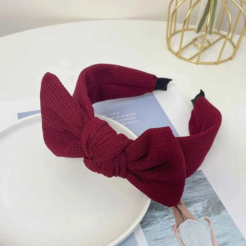 New Fashion Women Hairband Knitted Turban Big Bow knot Headwear Solid Color Headband Spring Hair Accessories