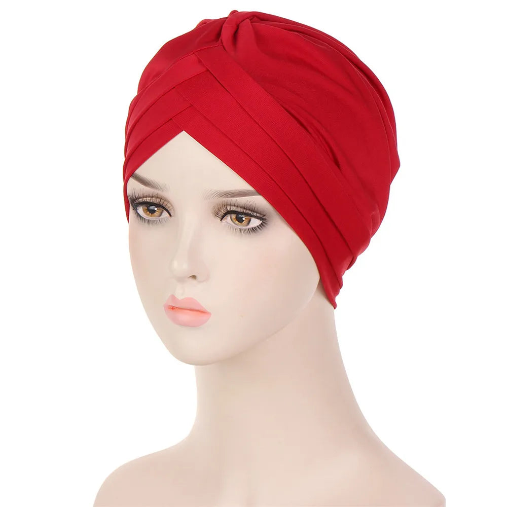 1PC New Women Elastic Turban Hat Muslim Hijab Islamic Beads Cancer Chemo Cap Ladies Hijab Stretch Head Wrap Head Scarf Hair Loss - NamafadStore
