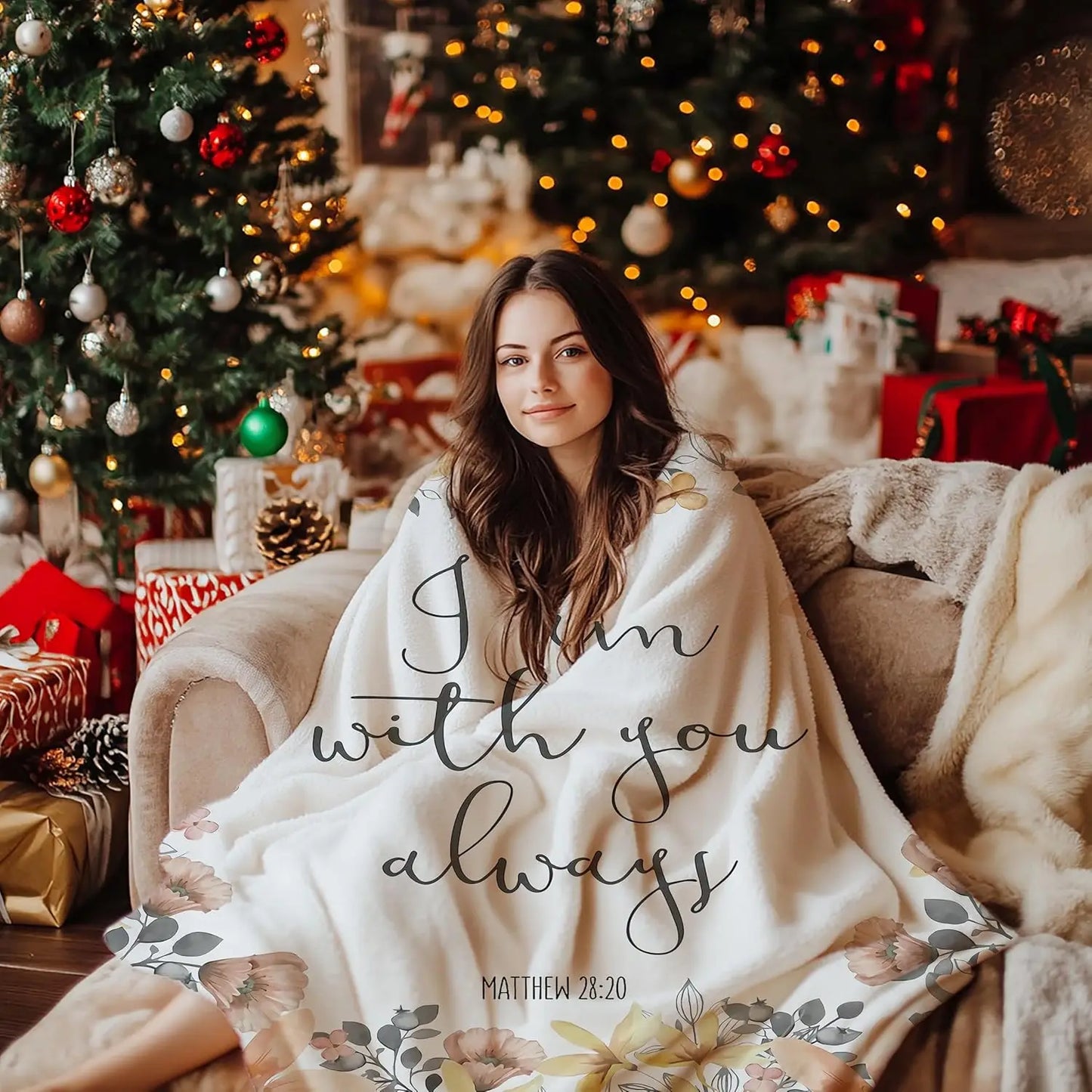 “I Am With You Always” Bible Verse Blanket – Soft Christian Fleece Throw