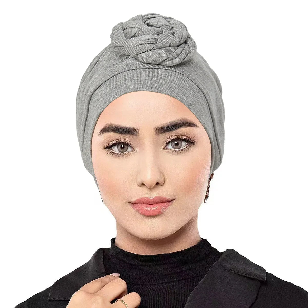 Trendy Crinkle Women's Hijab Solid Color Muslim Ladies Turban Bonnet Flower Decor Ramadan Head Wrap Head Scarf Indian Hat Mujer - NamafadStore