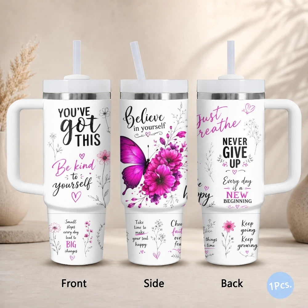 40oz Empowered Woman Tumbler – Inspirational Stainless Steel Travel Mug