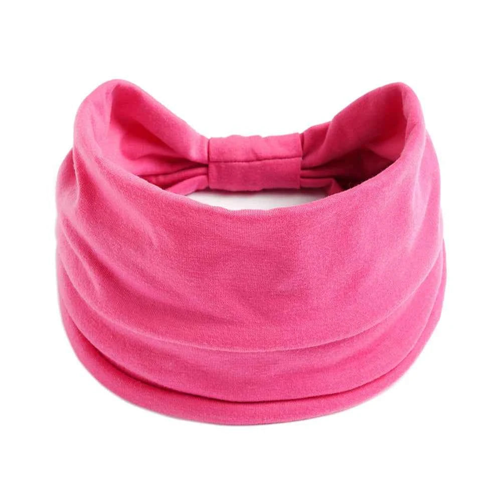 Women’s Solid Color Turban Headwrap – Soft Cotton Knot Headband Elastic Wide Hair Band for Yoga & Daily Wear