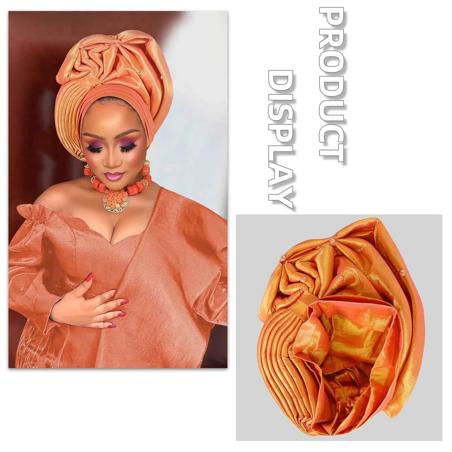 Nigeria Wedding Geles Shiny Turban Cap for Women Muslim Hijab Bonnet Head Wrap African Autogele Headties Already Made Headpiece
