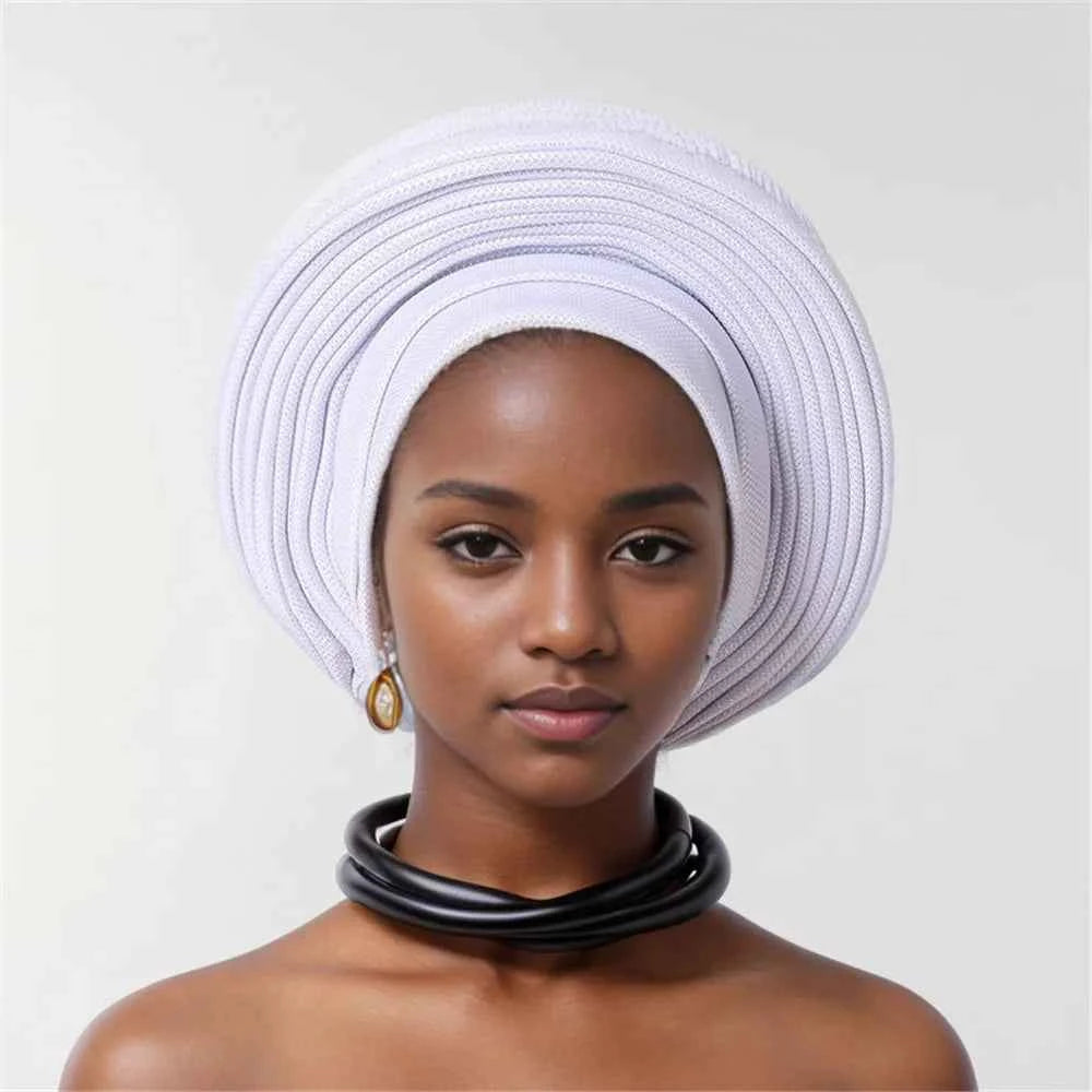 Nigeria Head Ties Wedding Party Headgear Elegant African Headtie Turban Already Made Women's Auto Gele Female Head Wraps