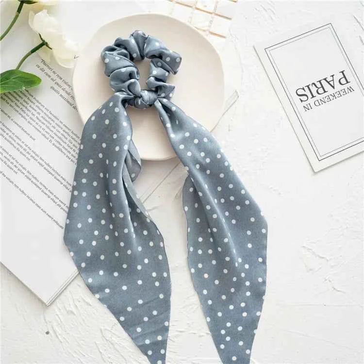 Fashion Leopard Print Bow Satin Long Ribbon Ponytail Scarf Hair Tie Scrunchies Women Girls Elastic Hair Bands Hair Accessories