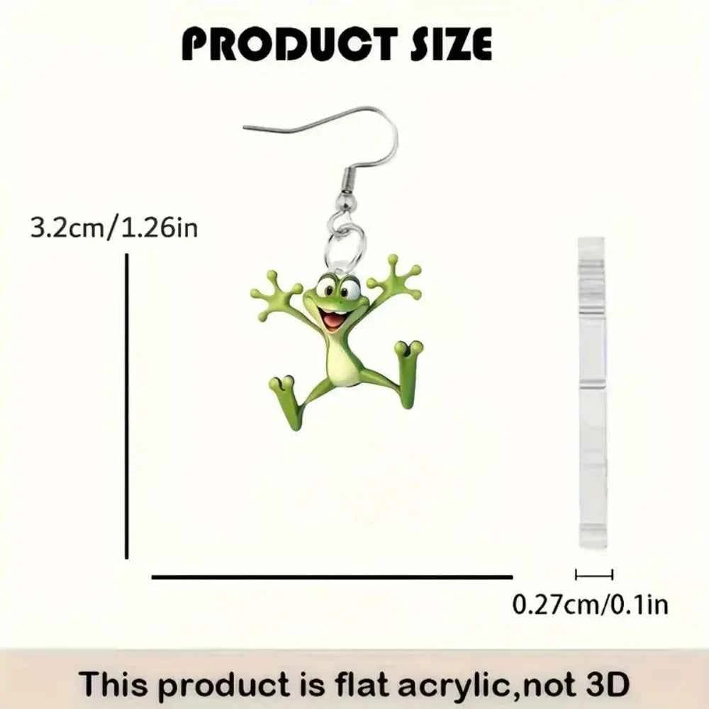 Cartoon Frog Pendant Earrings For Women Cute Dangle Earrings Girl Interesting Jewelry Accessories Gifts for Party Events Wear