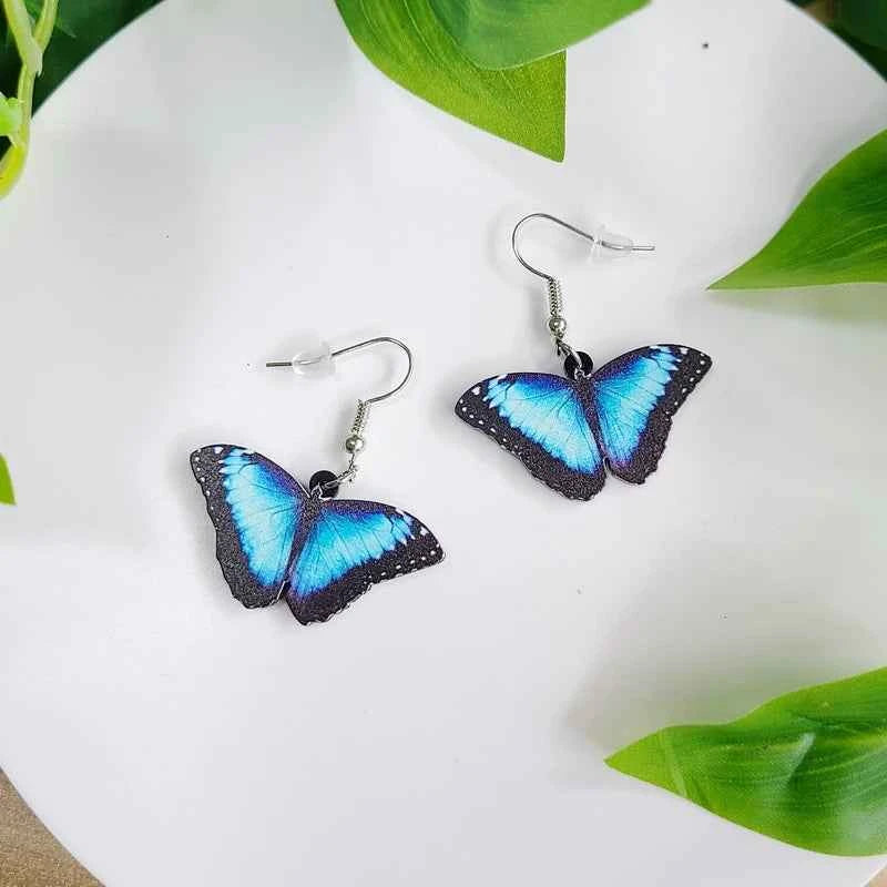 Party Unusual Acrylic Colors Butterfly Moth Hanging Pendants Earrings For Women Girls Cute Gradient Colorful Insect Jewelry Gift