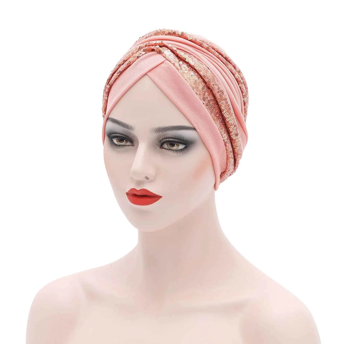 Women's Head Wraps Muslim Headscarf Cap India Hat Ready Hijab Bonnet Turbante Mujer Summer Breathable Sequins Turban Cap