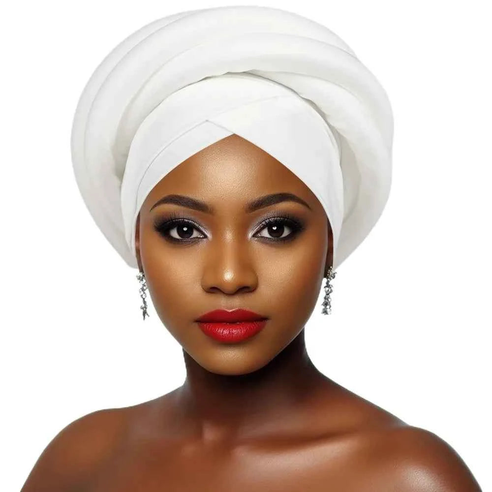 Fashion Raw Silk African Women Turban Wrap Twisted Braid Headwear Turban Cap Elastic Breathable Head Wraps African Lady