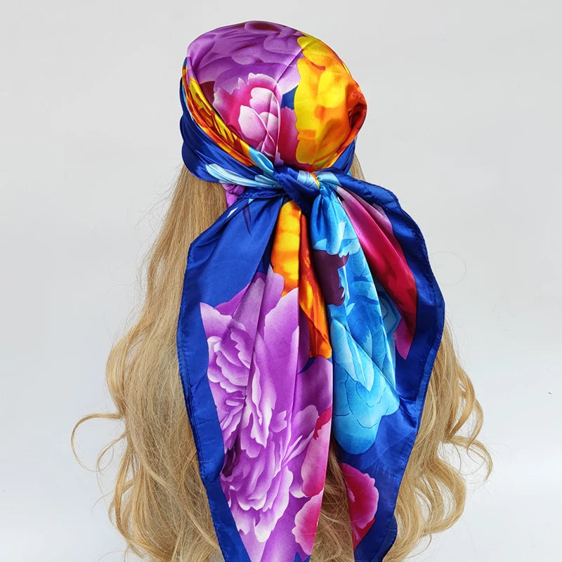 Luxury Brand Silk Scarf Fashion Foulard Satin Shawl Leopard 90*90cm Square Head Scarves Women Bandanna Pareo Headscarf - NamafadStore