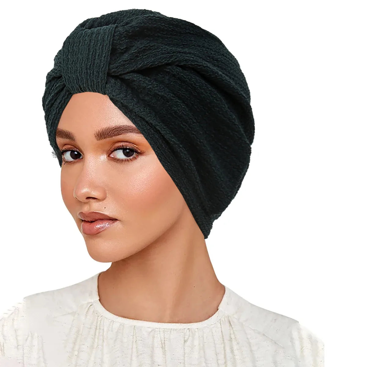 Solid Color Women Muslim Hijab Caps Wrap Head Indian Turban Bonnet Fashion Headdress Islamic Clothing Accessories - NamafadStore