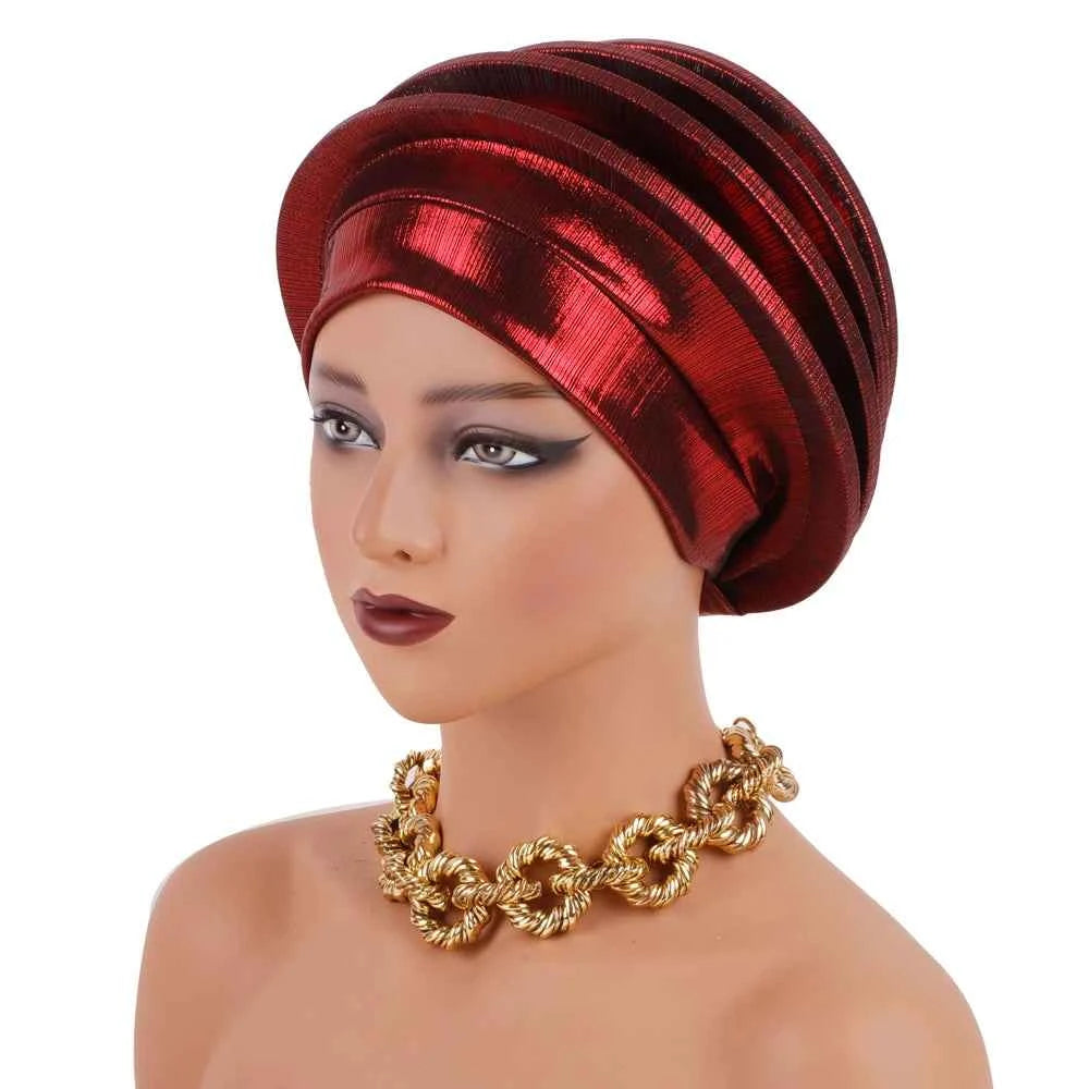 2024 Elegant Spiral Beret for Women Afrcian Lady Head Wraps Female Berets Turban Nigeria Headpiece Wedding Party Gele