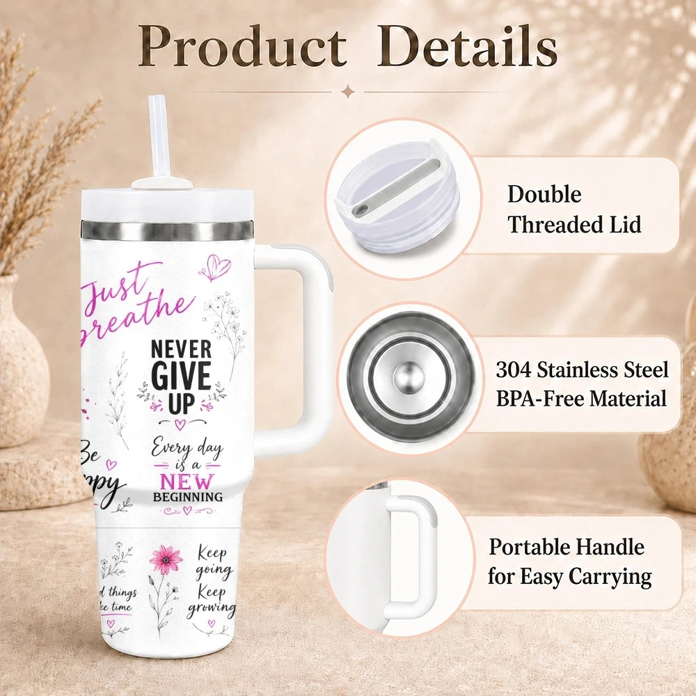 40oz Empowered Woman Tumbler – Inspirational Stainless Steel Travel Mug
