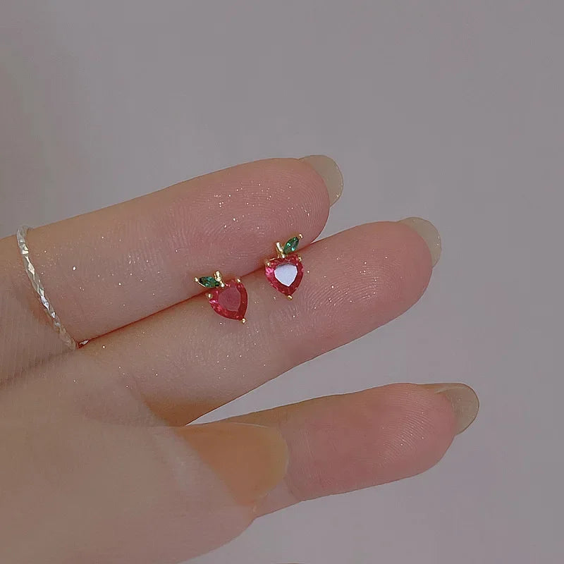 Unusual Sweet Cute Cherry Ice Cream Lollipop Stud Earrings for Women Students Personalized Fashion Party Jewelry Birthday Gifts