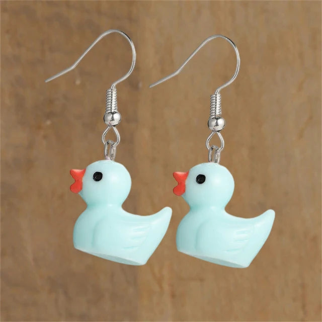 Colorful Butterfly Heart Cartoon Dangle Earrings Set For Women Girl Kids Cute Duck Clouds Resin Drop Earring Jewelry Accessories