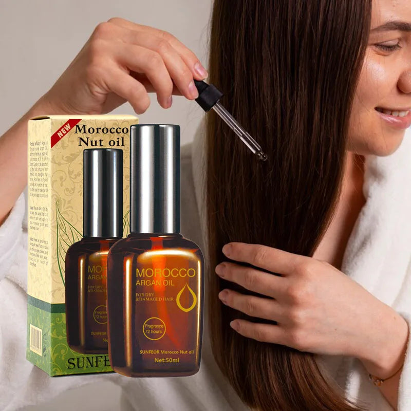 Moroccan Argan Oil Leave-In Treatment 50ml Anti-Frizz Hydrating Smoothing Hair Mask for Damaged Salon Care, Repair Dryness Split - NamafadStore