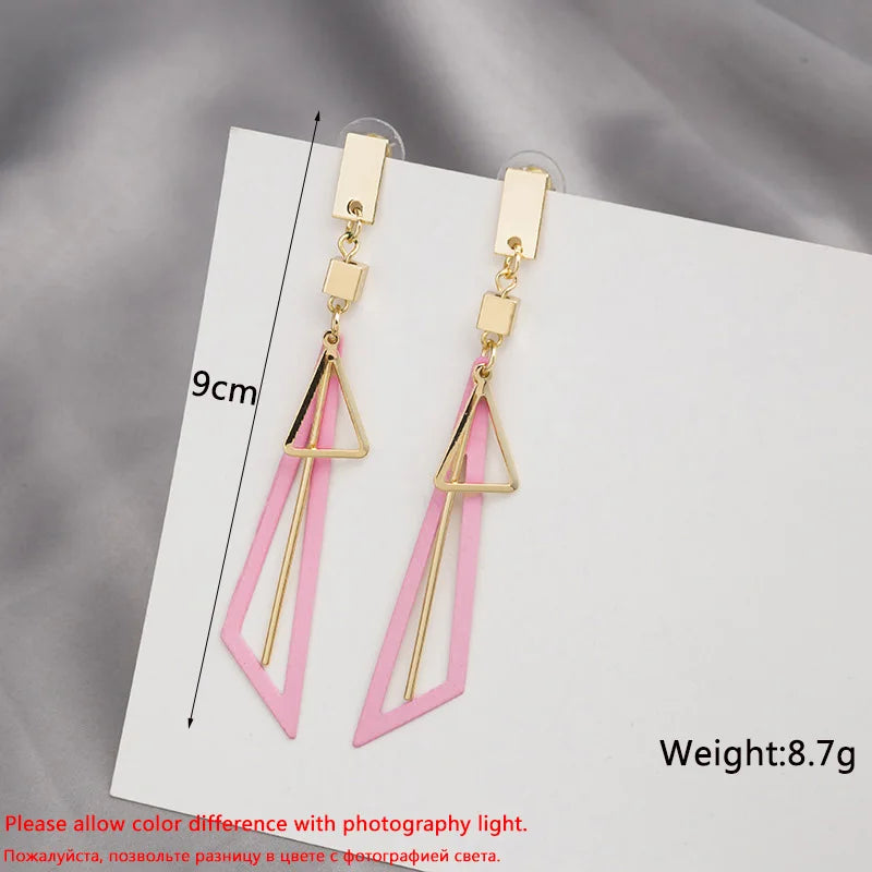 Pink Color Dangle Earrings for Women Korean Fashion Flower Long Hanging Earrings Butterfly Heart Pendants Twist Drop Earrings