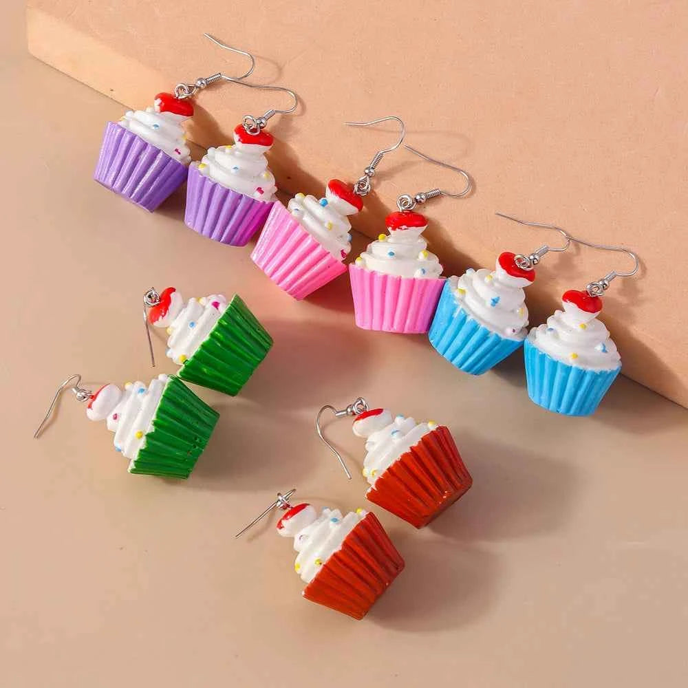 Cute Resin 3D Cake Earrings for Women Girls Simulation Food Drop Earrings Kid's Party Holiday Jewelry Gifts